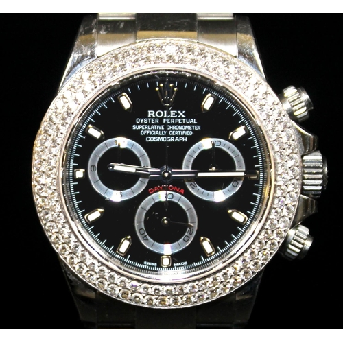 156 - A Rolex Oyster Perpetual Daytona Cosmograph stainless steel cased gentleman's wristwatch, Superlativ... 