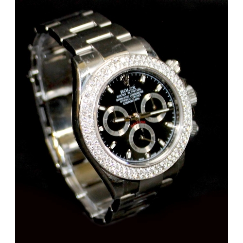 156 - A Rolex Oyster Perpetual Daytona Cosmograph stainless steel cased gentleman's wristwatch, Superlativ... 