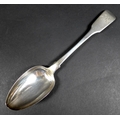 A George III silver table spoon, with fiddle back terminal engraved with an 'R', Robert Peppin, Lond... 