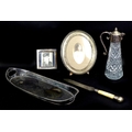 Two silver photograph frames and silver plated wares, comprising a George V oval silver photograph f... 