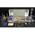 A collection of silver plated wares and collectables, including a Sheffield Plate candlestick, 16 by... 