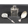A Victorian silver tea caddy, the body decorated with courting couples in pastoral setting, the lid ... 