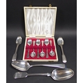 A group of Georgian and later silver spoons, comprising a George III silver Hanoverian pattern table... 