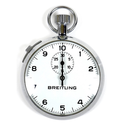 91 - A Breitling nickel chromium cased stopwatch, circa 1970, ref 31516A/27, manual wind movement, the wh... 