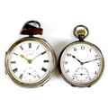 Two silver pocket watches, comprising an Edward VII silver open faced pocket watch, J. G. Graves, Sh... 