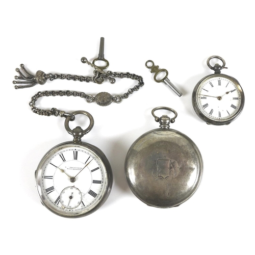 97 - A group of three silver pocket watches, comprising a Continental 800 standard silver Billodes full h... 