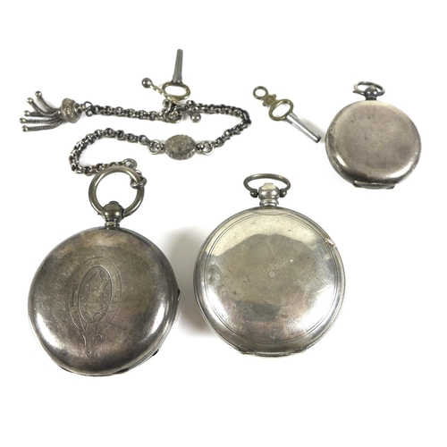 97 - A group of three silver pocket watches, comprising a Continental 800 standard silver Billodes full h... 