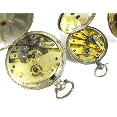 97 - A group of three silver pocket watches, comprising a Continental 800 standard silver Billodes full h... 