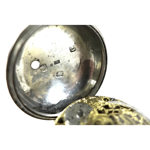 99 - A George IV silver pair cased pocket watch, with fusee verge escapement, the white enamelled dial wi... 