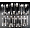 An Elizabeth II part suite of silver cutlery, Old English pattern, eight place settings, comprising ... 