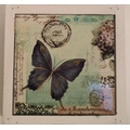 Storage box with blue butterfly and postage mark designed tile on the lid. Painted white inside, and... 