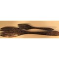 2x forks carved from coconut wood. New