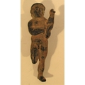 Tiny metal figure, reputed by a collector to be Gandhara era. One arm raised, one arm across chest a... 
