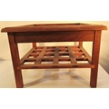 Hard wood stool with shelf and recessed top suitable for glass or cushion.  52 x 52 x 25cm.
