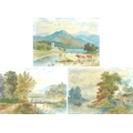 George Villairs (British, late 19th century): three landscape views, one with highland cattle and mo... 