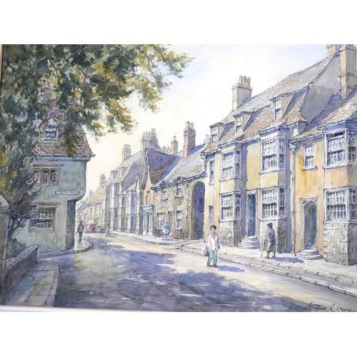 139 - Wilfrid Rene Wood (British, 1888-1976): a view of Stamford, depicting ‘St Peter’s Street’ (No 3), wa... 