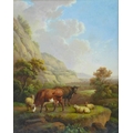 Attributed to Charles Towne (British, 1763-1840): 'Landscape & Cattle', signed 'Town' to a rock in t... 