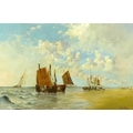 Edwin Henry Eugene Fletcher (British, 1857-1945): sailing boats by a beach, signed lower right, oil ... 