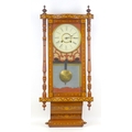 An early 20th century Vienna regulator wall clock with Tunbridge ware inlaid mahogany case, a Roman ... 