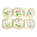 A set of six early 19th century English porcelain botanical dishes, possibly Coalport or Minton, eac... 