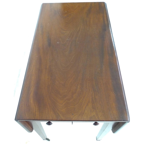 218 - A Regency mahogany Pembroke table with single drawer to the front, raised on tapered square section ... 