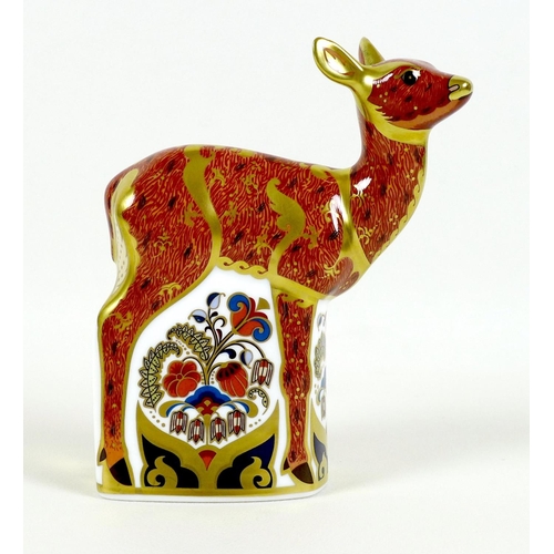 31 - A Royal Crown Derby paperweight, 'Sherwood Fawn', MMVI, limited Signature Edition 157/495 pre releas... 