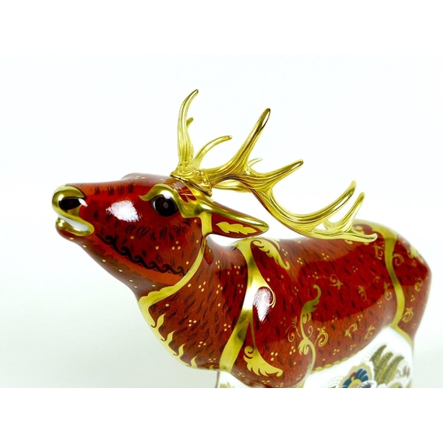 33 - A Royal Crown Derby paperweight, 'Sherwood Stag', MMIV, limited edition 376/395 specially commission... 