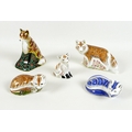 A group of five Royal Crown Derby paperweights, all modelled as foxes, comprising 'The Leicestershir... 