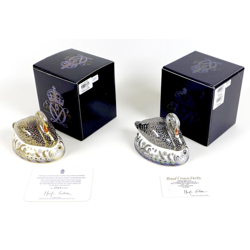 49 - Two Royal Crown Derby paperweights, comprising 'Black Swan', Limited Edition of 2002, No 919/2002, T... 