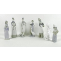 A group of six Lladro figurines, comprising Girl with Lamb, number 4584, designed by Antonio Ruiz, 2... 