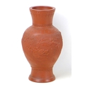 A Chinese Yixing pottery vase, early to mid 20th century, with incised decoration of a dragon amidst... 