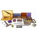 A group of vintage engineering related items, including technical drawing instruments, tools, a 1938... 