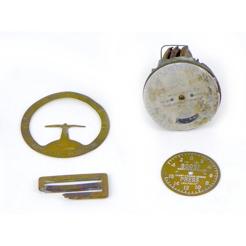 121 - A collection of WWII aircraft relics, including items from a Spitfire of 66 Squadron: an altimeter; ... 