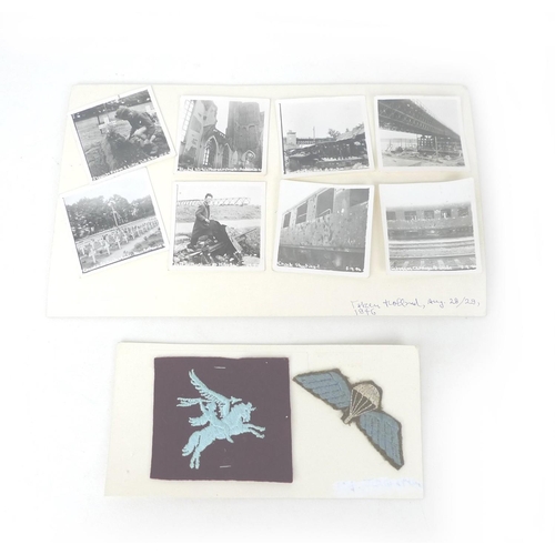 151 - Christopher Elliott's WWII Arnhem archive, including a Pegasus and Paratrooper cloth badges, photogr... 