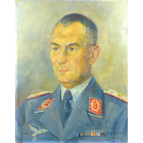 155 - P. Sieberts (German, 20th century): portrait of Major Schmidt of the Luftwaffe, oil on board, signed... 