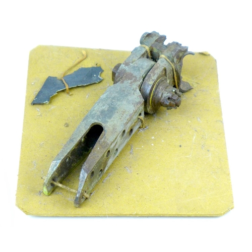 156 - A collection of WWII aircraft relics, including what is purported to be a wing fixing from a Hurrica... 