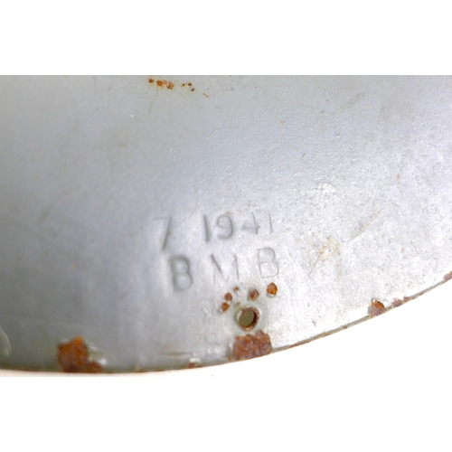 158 - Four WWII, including a WWII British Army Brodie steel helmet, stamped 'VERO 1940' to its internal li... 