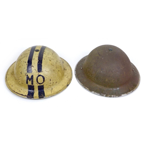 158 - Four WWII, including a WWII British Army Brodie steel helmet, stamped 'VERO 1940' to its internal li... 