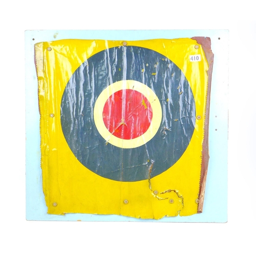 160 - A WWII roundel on canvas from a Tiger Moth DE306, 52 by 51cm, mounted onto board, 57.5 by 61cm, and ... 