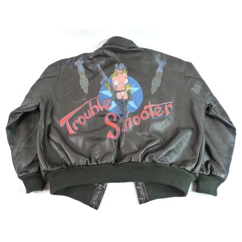 173 - A USAF Type A-2 Bomber Jacket for B1 bomber 384th squadron, 'Trouble Shooter', Notes: This jacket is... 