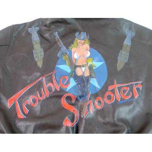 173 - A USAF Type A-2 Bomber Jacket for B1 bomber 384th squadron, 'Trouble Shooter', Notes: This jacket is... 