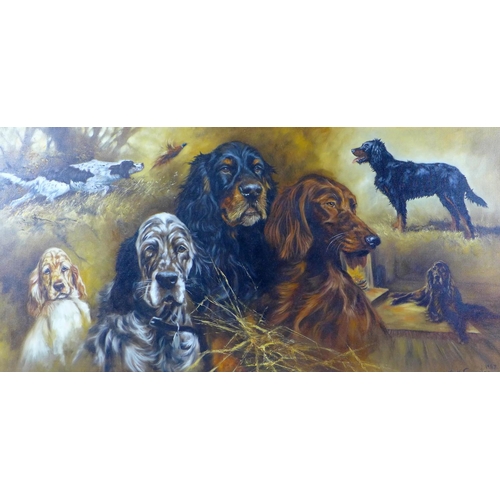 204 - Mick Cawston (British, 1959-2006): depicting gun dog studies of seven spaniels and setters, and one ... 