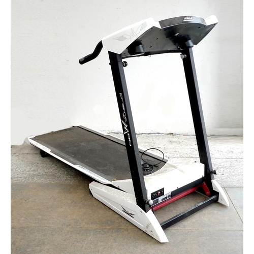 215 - A Prisma M80 running machine, model G6158R, white plastic and black rubber track, circa 2011.