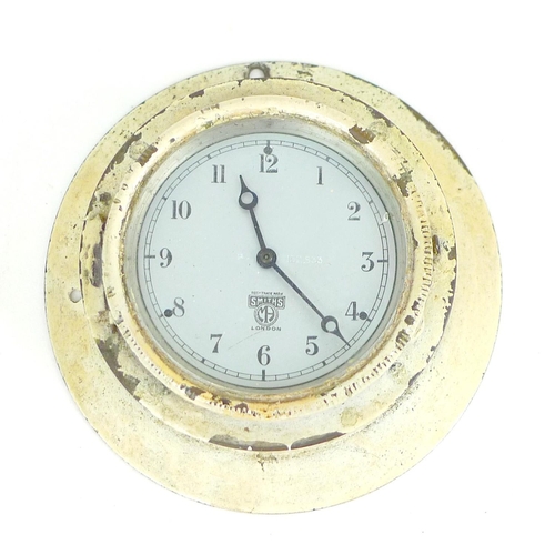 216 - A Smiths vintage car dashboard clock, no. 152833, with Arabic silvered dial, metal casing,  14 by 6c... 