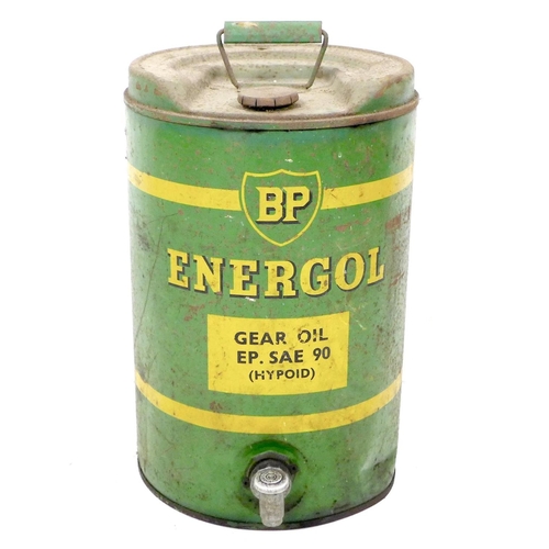 217 - A vintage 'BP Energol Gear Oil' metal can, 'EP. SAE 90 (Hypoid)', with single handle to its top and ... 