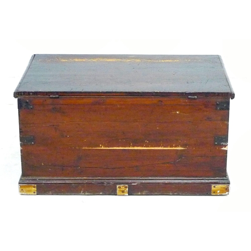 224 - A Victorian pine blanket chest, dark stained, 84.5 by 53.5 by 43.5cm high.