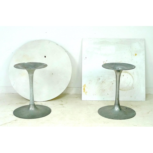 227 - Two retro Arkana tulip design tables, one with rectangular top and one with circular top, stamped 'A... 