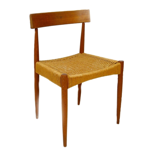 230 - A retro Danish teak and plywood chair, with 'Control' mark plaque, 48 by 44 by 75cm high.