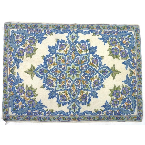 247 - A Caucasian ground Kashmiri hand stitched woollen chain rug, 83 by 59cm.