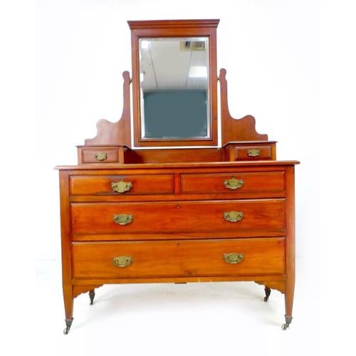 248 - An Edwardian mahogany dressing chest, with mirror top and two over two drawers, 107 by 52 by 156cm h... 